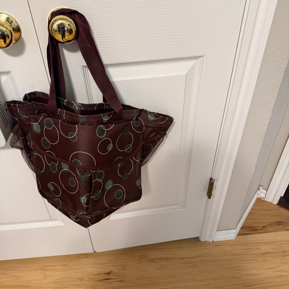Chic Brown Tote with Circle Design